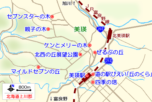 美瑛の観光ガイドマップ