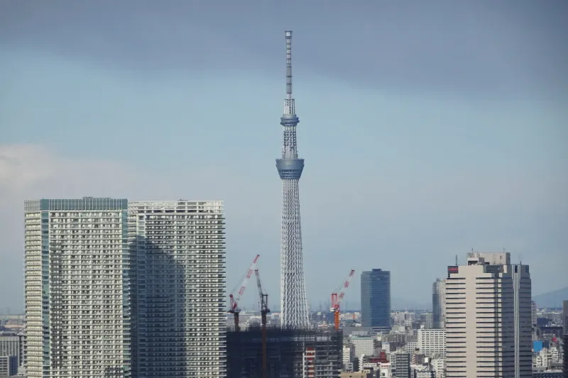 北方向に見える高さ６３４ｍの東京スカイツリー