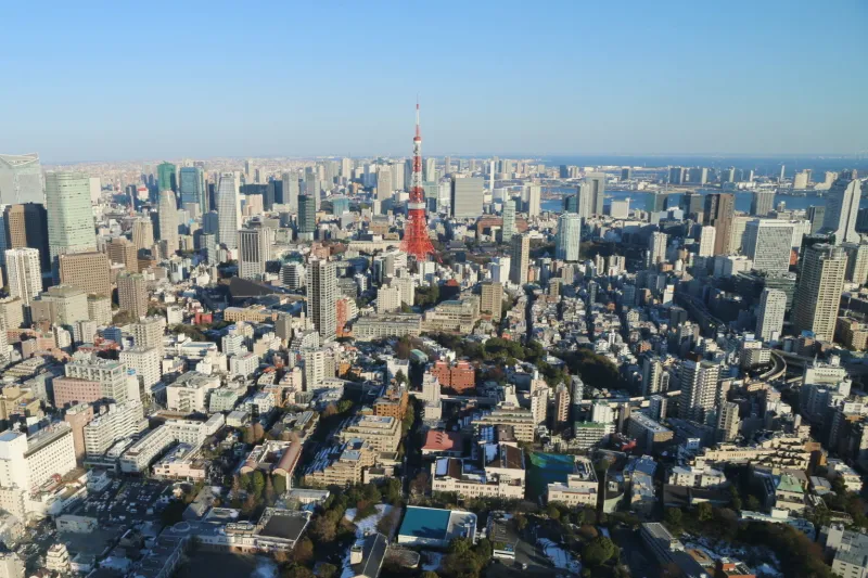 東京湾や房総半島も見渡せる東京タワー方向の景色