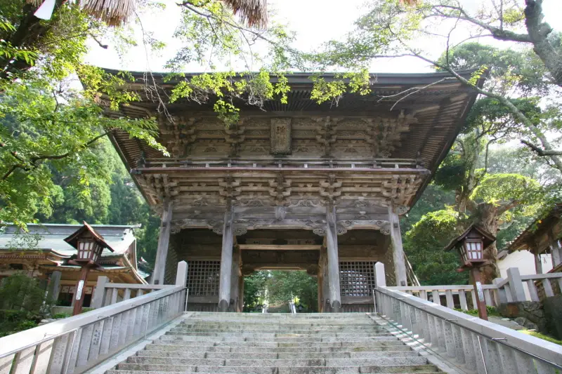 木々に覆われる静かな場所に立つ黄金山神社