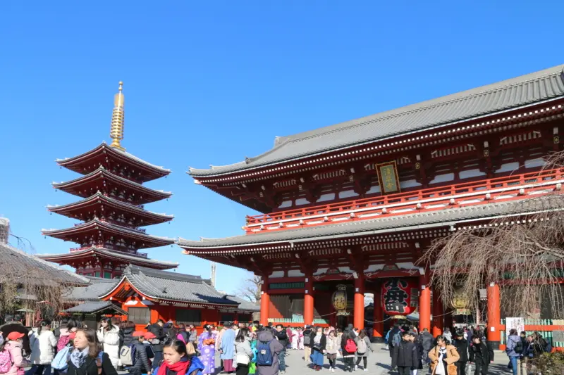 浅草寺を象徴する２つの建物五重塔と宝蔵門