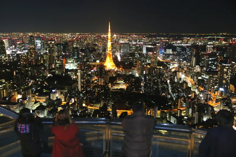 ライトアップした東京タワーを始め美しく光輝く東京都内の夜景