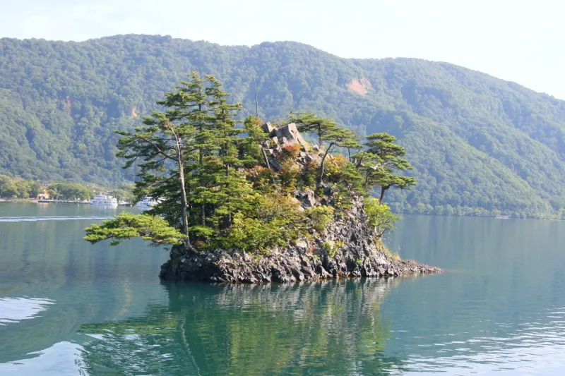 マツやキタゴヨウが自生し溶岩で出来ている恵比須大黒島