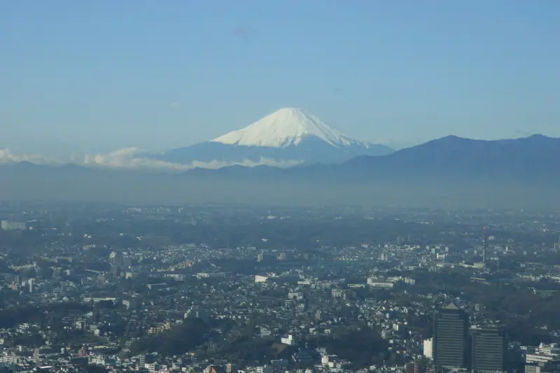 冬に訪れたため、視界が良く綺麗に見えた雪景色の富士山