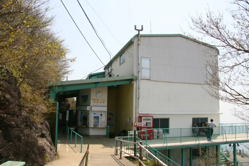 筑波山ロープウェイの山頂駅。建物の横が展望台