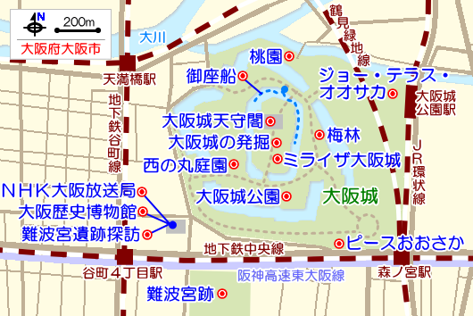 大阪城の観光ガイドマップ