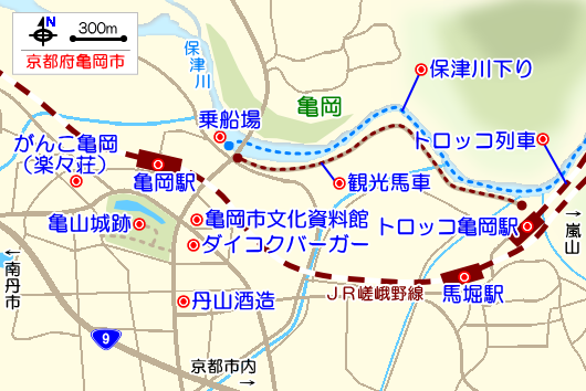 亀岡の観光ガイドマップ