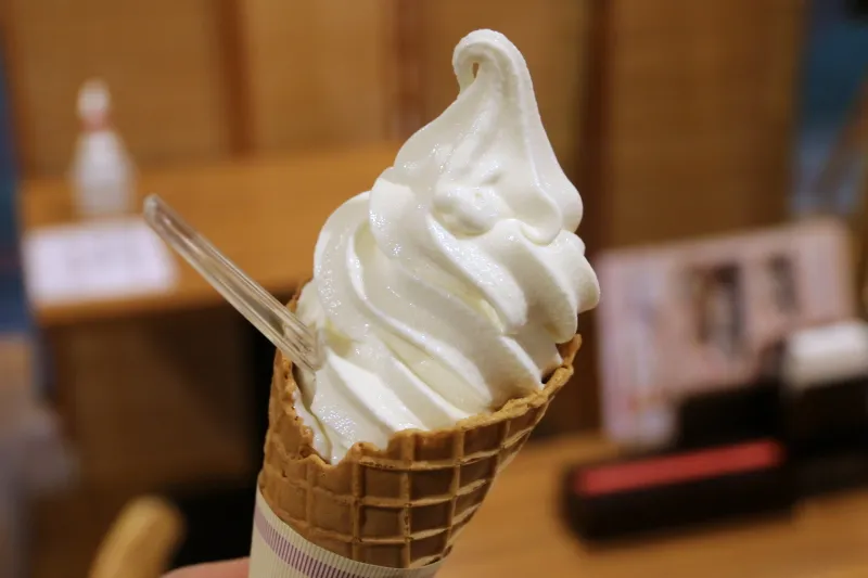 県内の山田牧場の生乳を使用したソフトクリーム