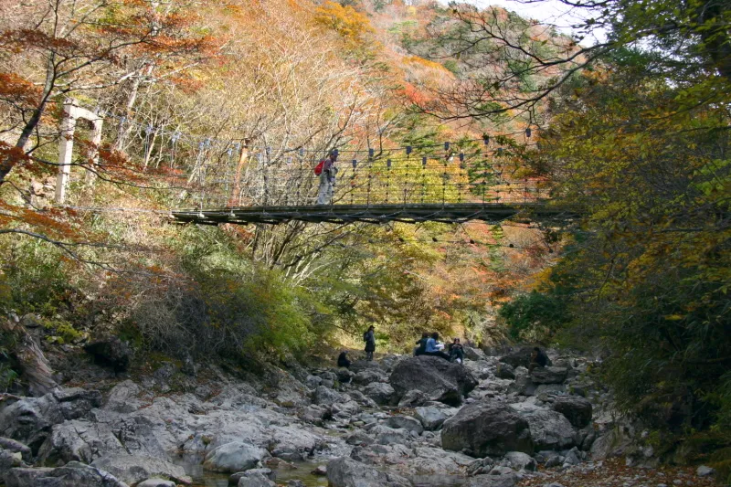 吊り橋の横から川へ降りて、散策することも可能 