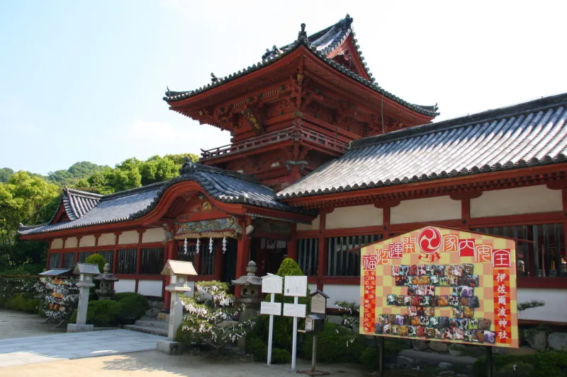 日本三大八幡造りとなっている色鮮やかな朱色の社殿 