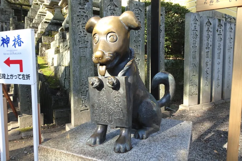江戸時代にはご主人に代わり、犬がこんぴら参りをした代参の銅像 