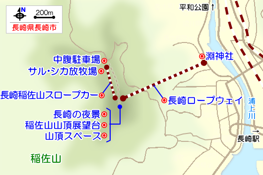 稲佐山の観光ガイドマップ 